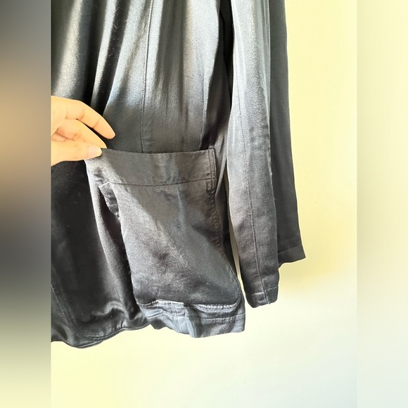 Raquel Allegra Silky Viscose-Rayon Jacket Blazer in Navy Blue Size 3 - Picture 10 of 15